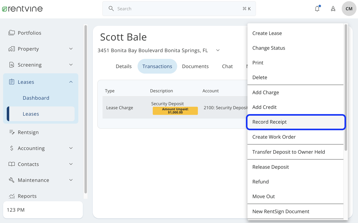 How to Record a Security Deposit